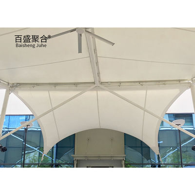 0.065mm Fabric Tent Shade Structure Sunshade PVDF PTFE پارک ماشین تنش غشا ساختار
