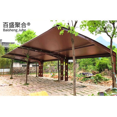 پارچه Mmbrane PVDF/PTFE پایانی بادبانی فولاد فلزی Carport Canopy